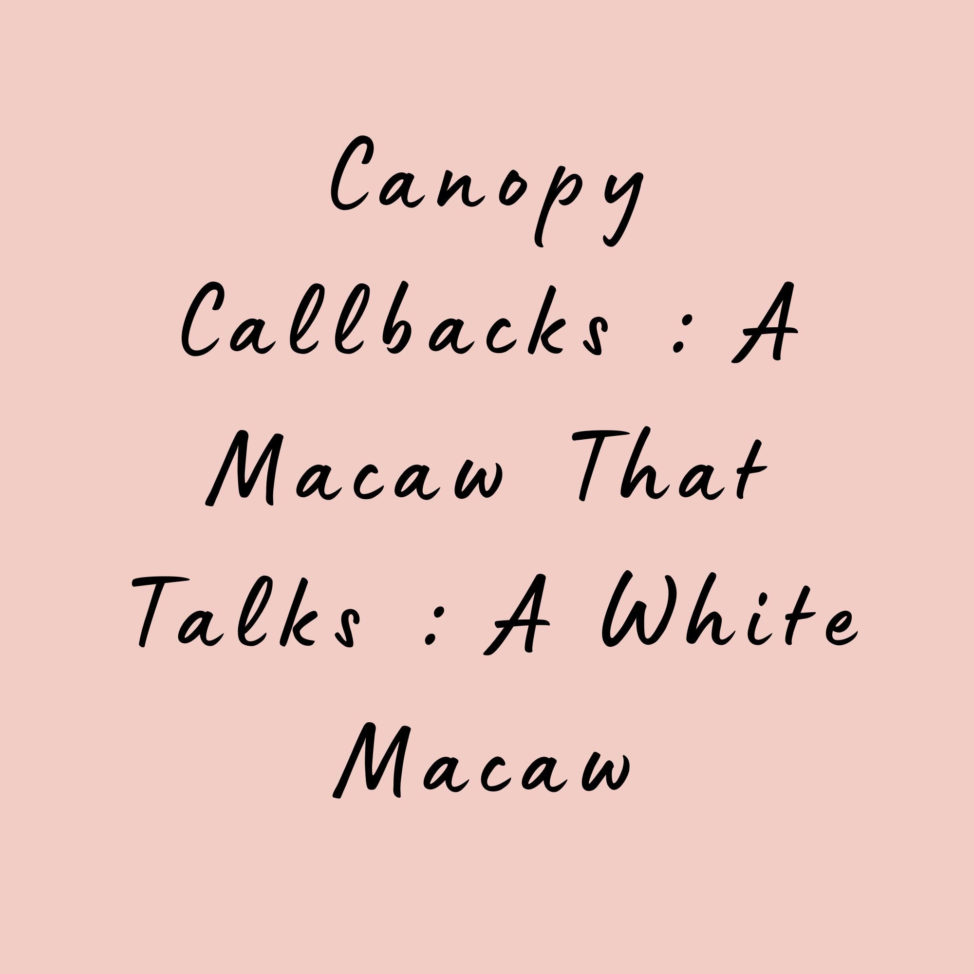 Canopy Callbacks : A Macaw That Talks